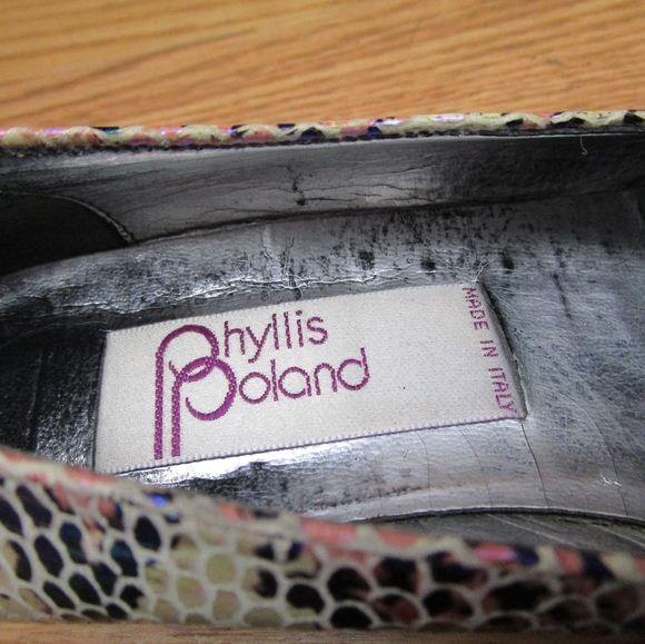 Vintage Italian Leather Iridescent Snakeprint Loafers Phyllis Poland 8 - Picture 4 of 10